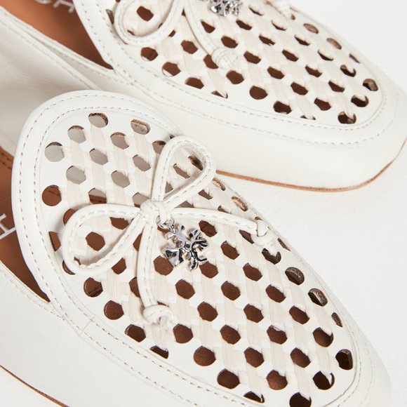 Tory Burch $348 CONVERTIBLE TORY CHARM WOVEN LOAFER Ivory Cream - Picture 4 of 13